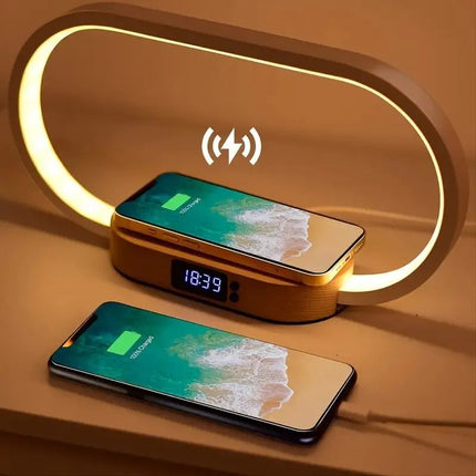 Table Lamp with Qi Wireless Charger, Bedside Lamp with Digital Clock – image 4