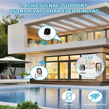 Wireless video and audio baby monitor, 3.5 inch color screen with night vision and two-way talk, 300 m range
