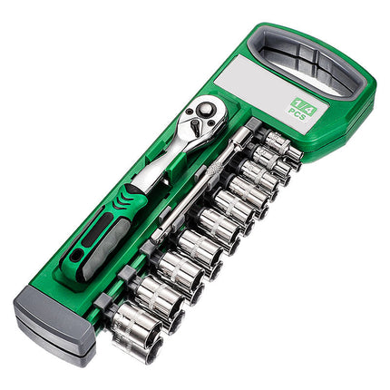Ratchet Wrench Socket Set 12 Piece, Chrome Vanadium Socket Set with Ratchet Wrench