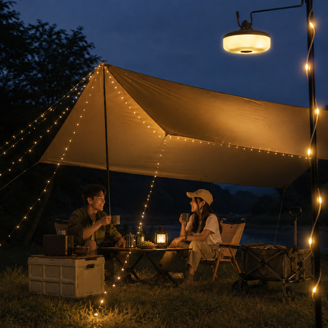 String Lights Outdoor Waterproof, Rechargeable LED String Lights with Power Bank, Camping String Lights for Tent
