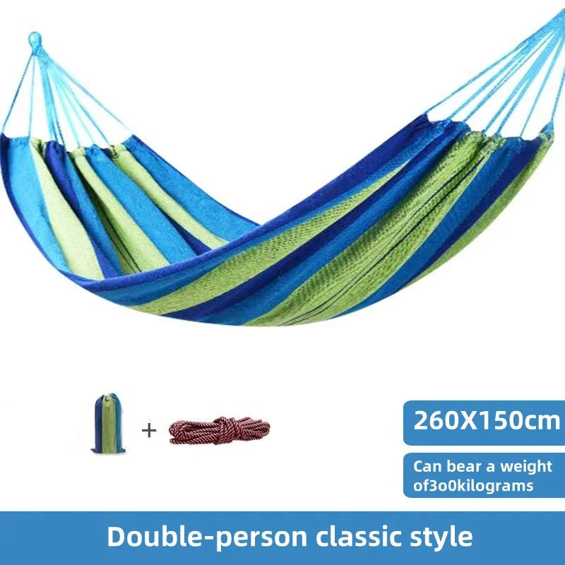 Canvas Hammock | Striped Double Swing Bed with Reinforced Design for Ultimate Comfort 0