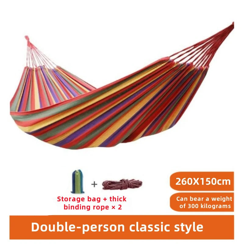 Canvas Hammock | Striped Double Swing Bed with Reinforced Design for Ultimate Comfort 4