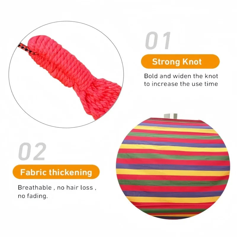 Canvas Hammock | Striped Double Swing Bed with Reinforced Design for Ultimate Comfort 5