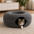 Cat Beds for Indoor Cats, Round Donut Pet Nest for Kittens