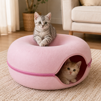 Cat Beds for Indoor Cats, Felt Cat Tunnel Bed and Cat Cave Play Toy