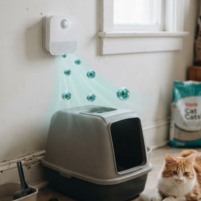 Cat Litter Box Odor Eliminator, Pet Odor Eliminator with Smart Sensor, Rechargeable Litter Box Smell Control Deodorizer