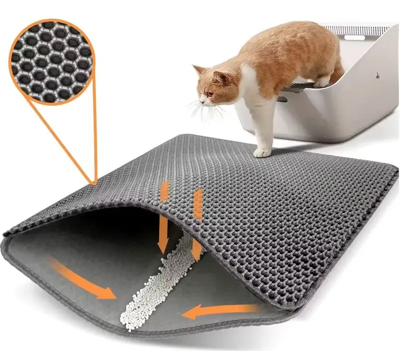 Cat Litter Mat with Dual-Layer Trap | Waterproof & Non-Slip Design for Clean Floors 0