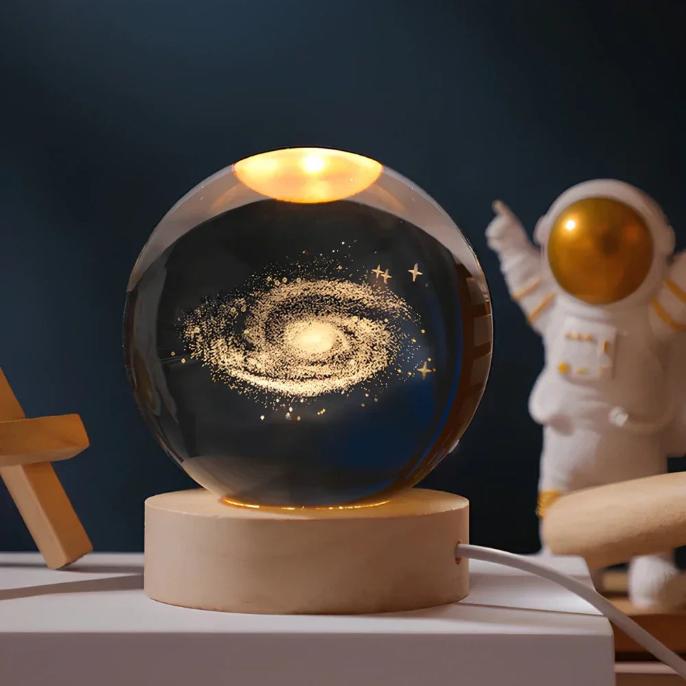 Celestia | 3D Engraved Crystal Ball with Warm White LED Light | Unique Decorative Lamp for Calming Atmosphere 0