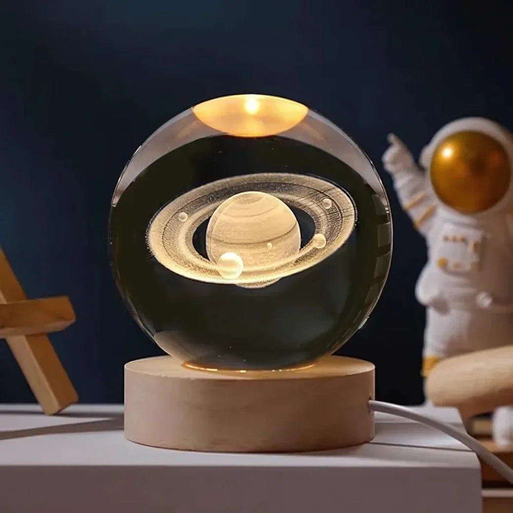 Celestia | 3D Engraved Crystal Ball with Warm White LED Light | Unique Decorative Lamp for Calming Atmosphere 5