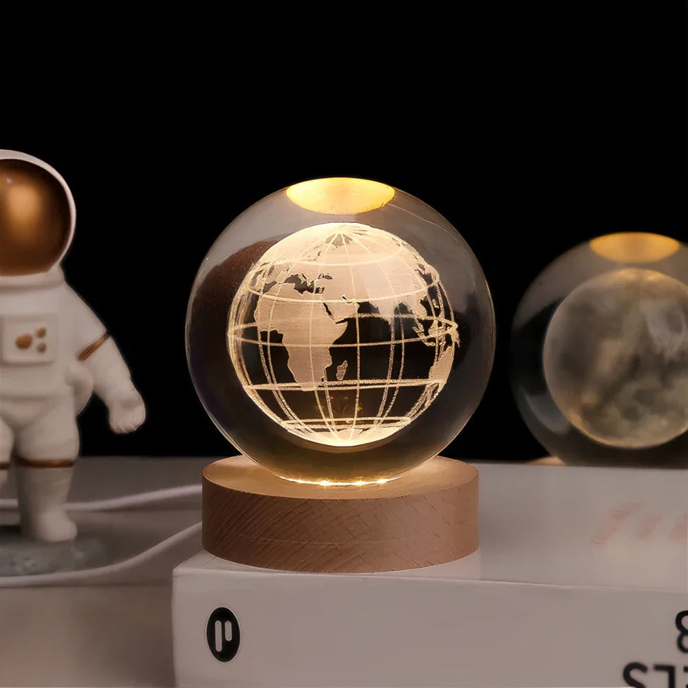 Celestia | 3D Engraved Crystal Ball with Warm White LED Light | Unique Decorative Lamp for Calming Atmosphere 7