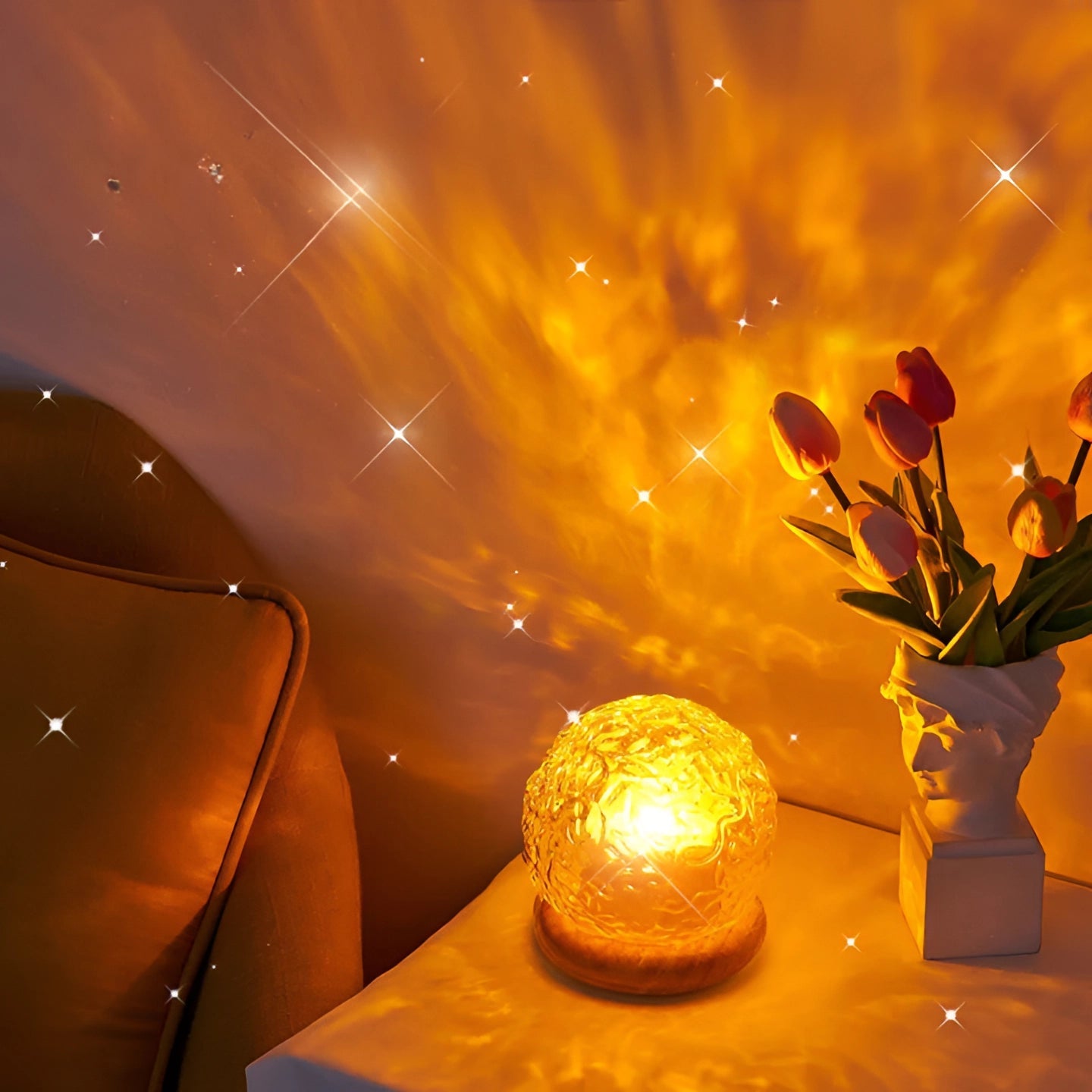 Celestial Mood Lamp | Star-Pattern Projector with Calming Water Waves | Elegant Mood Lighting for Relaxation 0