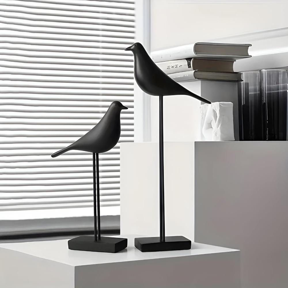 Ceramic Bird Figurine Set with Glossy Finish | Modern Decor for Serene Spaces 0