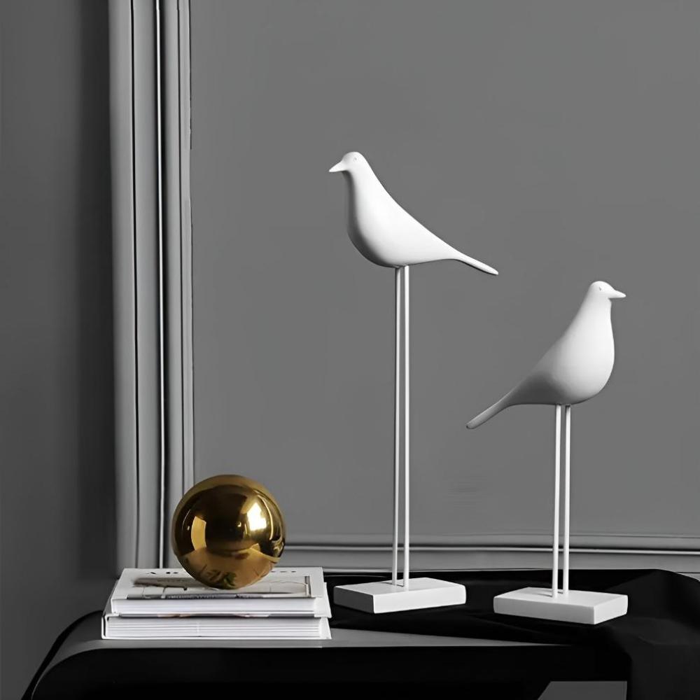 Ceramic Bird Figurine Set with Glossy Finish | Modern Decor for Serene Spaces 4