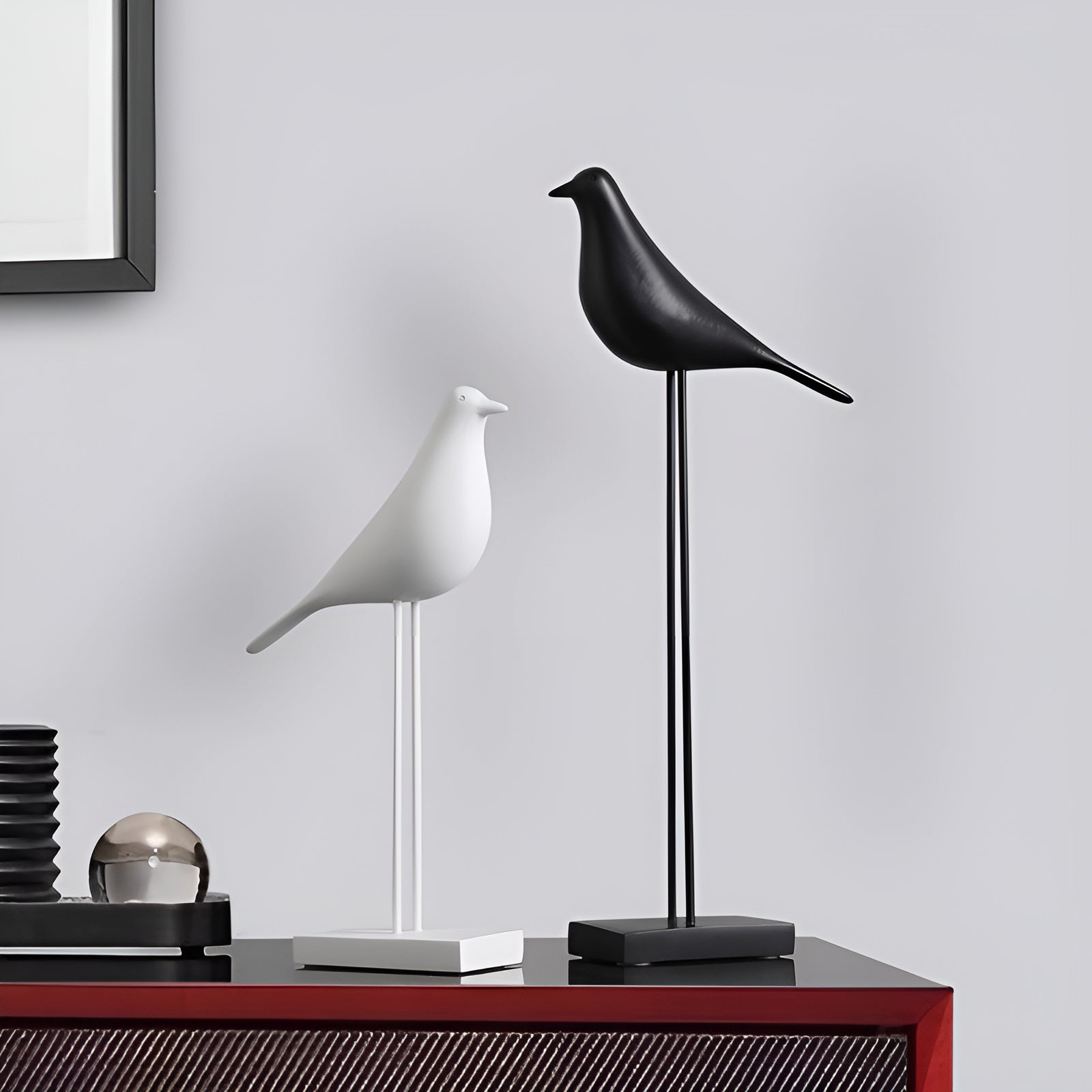 Ceramic Bird Figurine Set with Glossy Finish | Modern Decor for Serene Spaces 7