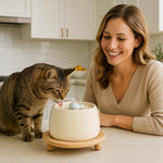 Ceramic Cat Water Fountain with Dual Filtration System | Fresh Flowing Water for Healthy Hydration 3
