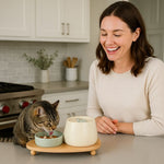 Ceramic Cat Water Fountain with Dual Filtration System | Fresh Flowing Water for Healthy Hydration 5