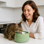 Ceramic Cat Water Fountain with Dual Filtration System | Fresh Flowing Water for Healthy Hydration 6
