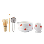 Ceramic Matcha Bowl Set with Charming Strawberry Design for Authentic Tea Experience 0