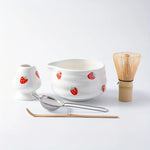 Ceramic Matcha Bowl Set with Charming Strawberry Design for Authentic Tea Experience 4