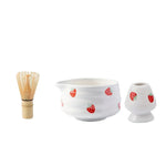 Ceramic Matcha Bowl Set with Charming Strawberry Design for Authentic Tea Experience 6
