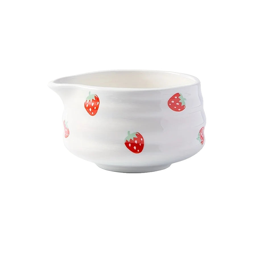 Ceramic Matcha Bowl Set with Charming Strawberry Design for Authentic Tea Experience 7
