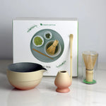 Ceramic Matcha Bowl Set with Spout Ombre Design & Bamboo Whisk | Perfect for Traditional Tea Preparation 1