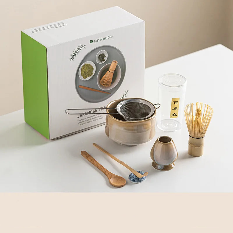 Ceramic Matcha Set | 7-Piece Matcha Tea Set with Vintage Design | Complete Accessories for Authentic Tea Experience 0