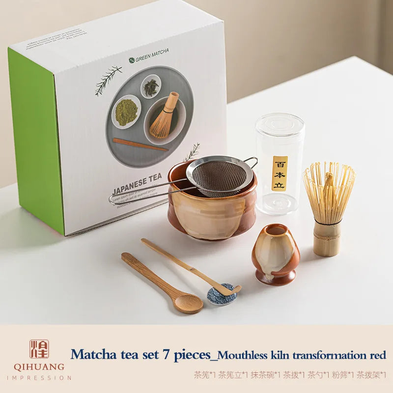 Ceramic Matcha Set | 7-Piece Matcha Tea Set with Vintage Design | Complete Accessories for Authentic Tea Experience 6