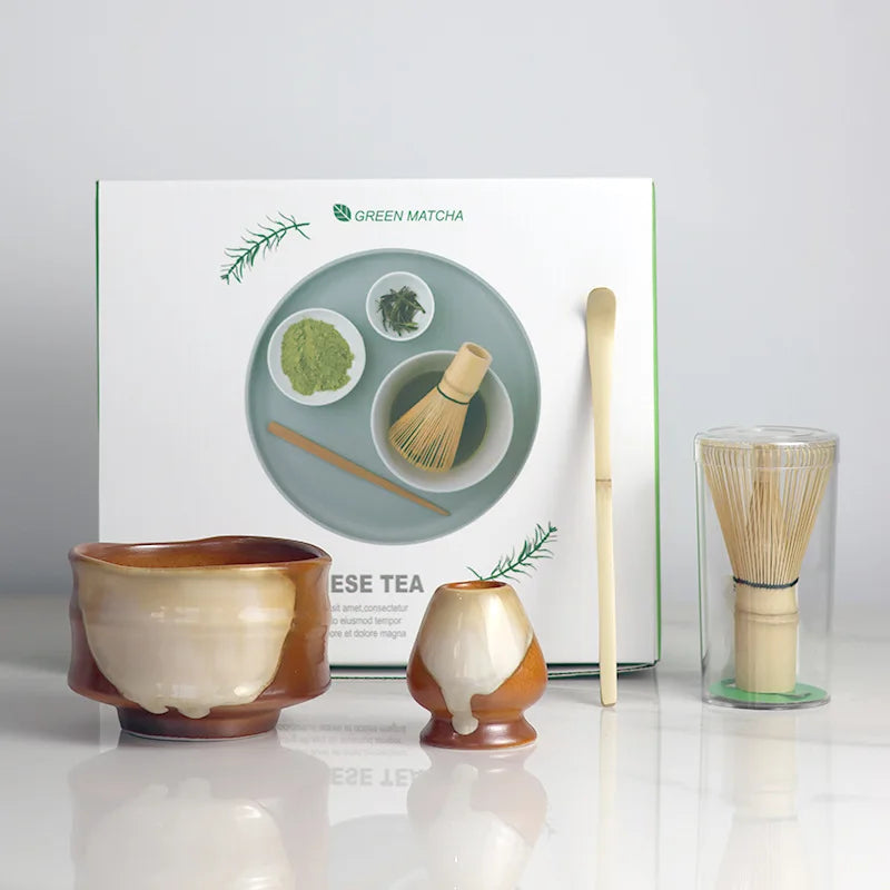 Ceramic Matcha Set | Complete 4-Piece Tea Set with Bamboo Whisk | Elegant Gift Box for Authentic Ceremonies 0