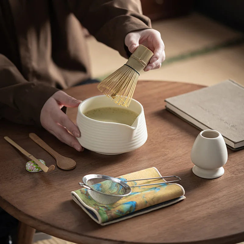 Ceramic Matcha Set | Complete 4-Piece Tea Set with Bamboo Whisk | Elegant Gift Box for Authentic Ceremonies 4