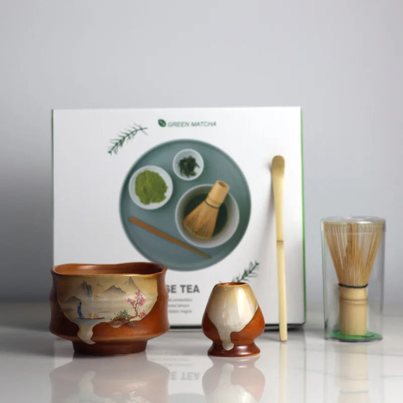 Ceramic Matcha Set | Complete 4-Piece Tea Set with Bamboo Whisk | Elegant Gift Box for Authentic Ceremonies 7