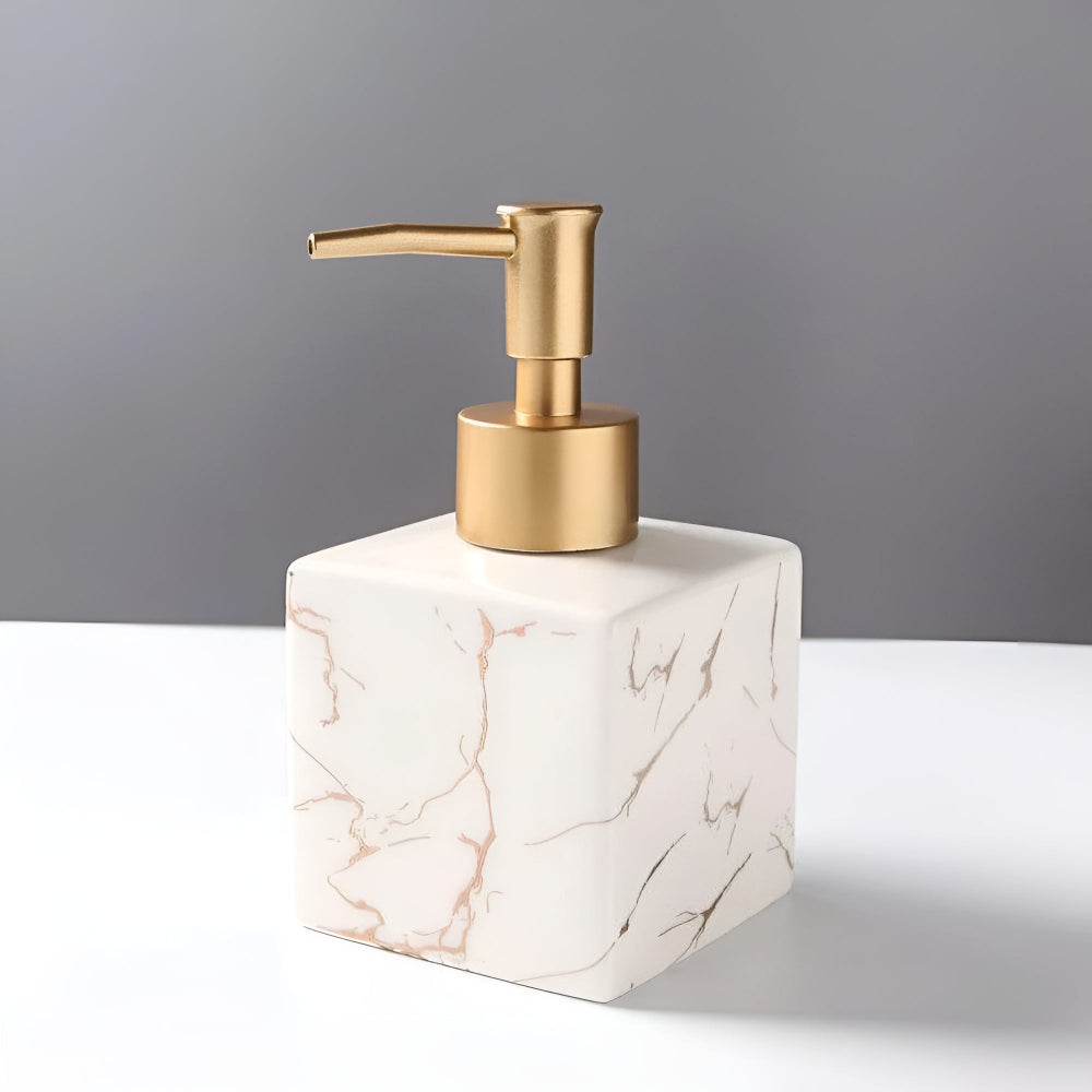 Ceramic Soap Dispenser with Gold Pump | Elegant Kitchen & Bathroom Accessory for Stylish Liquid Soap Dispensing 0