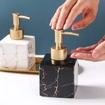 Ceramic Soap Dispenser with Gold Pump | Elegant Kitchen & Bathroom Accessory for Stylish Liquid Soap Dispensing 1