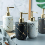 Ceramic Soap Dispenser with Marble Design & Gold Accents | Elegant Kitchen & Bathroom Accessory for Organized Countertops 1