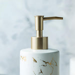 Ceramic Soap Dispenser with Marble Design & Gold Accents | Elegant Kitchen & Bathroom Accessory for Organized Countertops 7