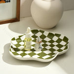 Ceramic Storage Tray | Modern Checkered Design with Glossy Finish | Versatile Organizer for Stylish Home Decor 1
