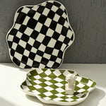 Ceramic Storage Tray | Modern Checkered Design with Glossy Finish | Versatile Organizer for Stylish Home Decor 2