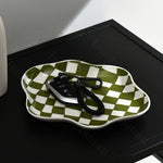 Ceramic Storage Tray | Modern Checkered Design with Glossy Finish | Versatile Organizer for Stylish Home Decor 4