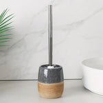 Ceramic Toilet Brush Set with Wood-Like Base | Stylish Bathroom Accessory for Easy Cleaning 4