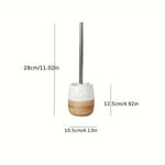 Ceramic Toilet Brush Set with Wood-Like Base | Stylish Bathroom Accessory for Easy Cleaning 6