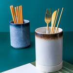 Ceramic Utensil Holder with Drainage Holes | Compact Design for Clean Kitchen Organization 4