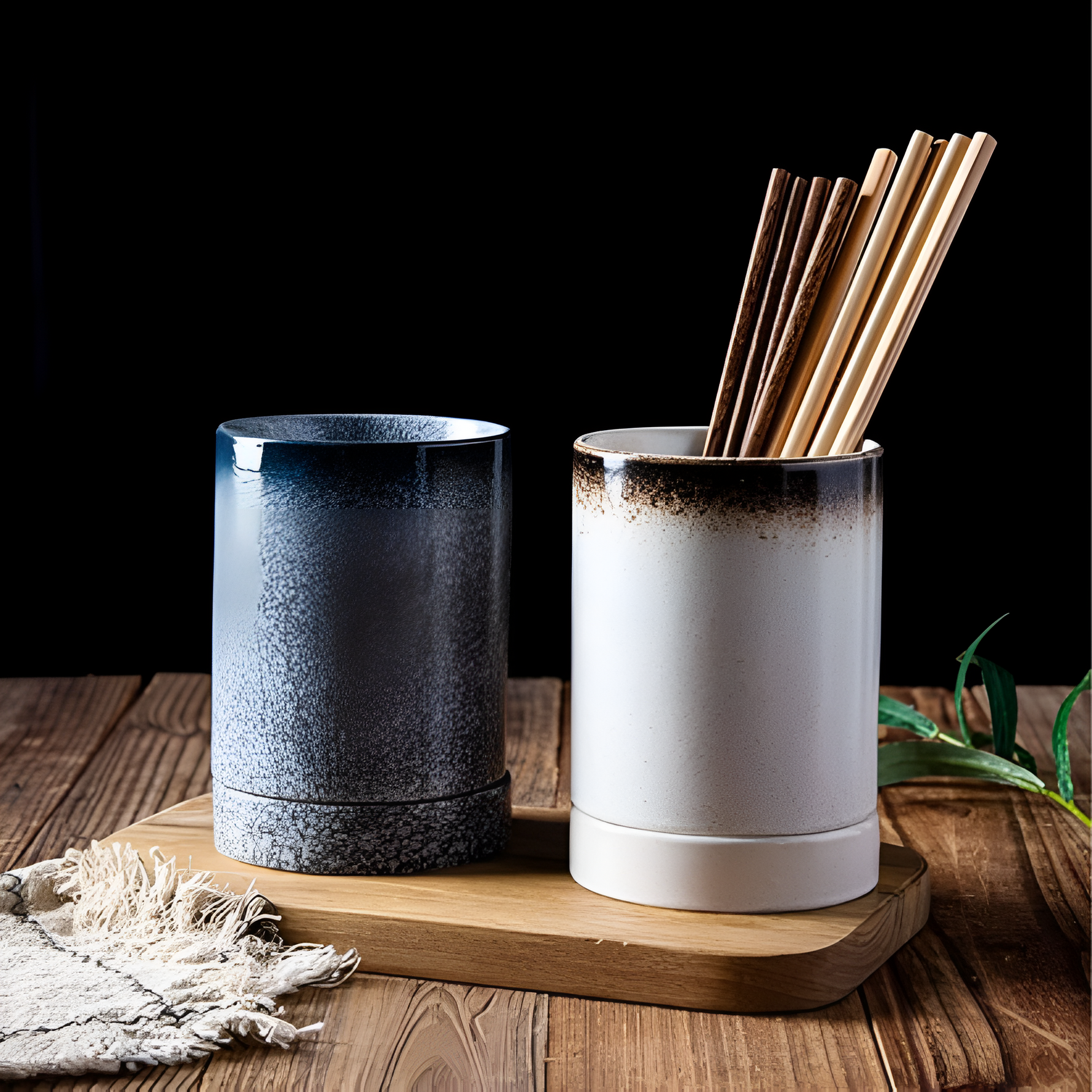 Ceramic Utensil Holder with Drainage Holes | Compact Design for Clean Kitchen Organization 5