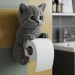 Charming Cat Toilet Paper Holder with Durable Resin Design | Wall-Mounted for Organized Bathrooms 0