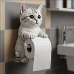 Charming Cat Toilet Paper Holder with Durable Resin Design | Wall-Mounted for Organized Bathrooms 4