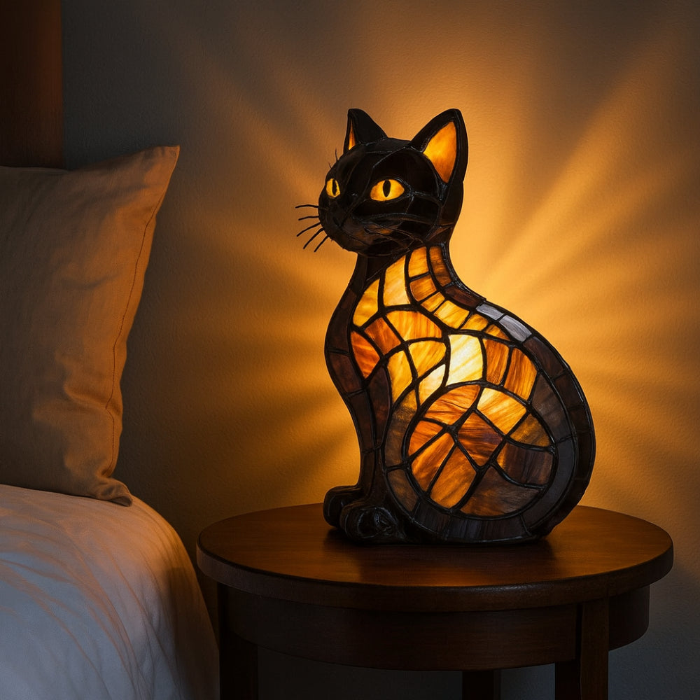 Charming Cat | Table Lamp Night Light with Soft Ambient Glow | Decorative Bedside Lamp for Cozy Atmosphere 0