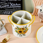 Charming Floral Utensil Storage Basket with Divider Lid | Durable Cast Iron for Organized Kitchen 4