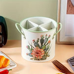 Charming Floral Utensil Storage Basket with Divider Lid | Durable Cast Iron for Organized Kitchen 5