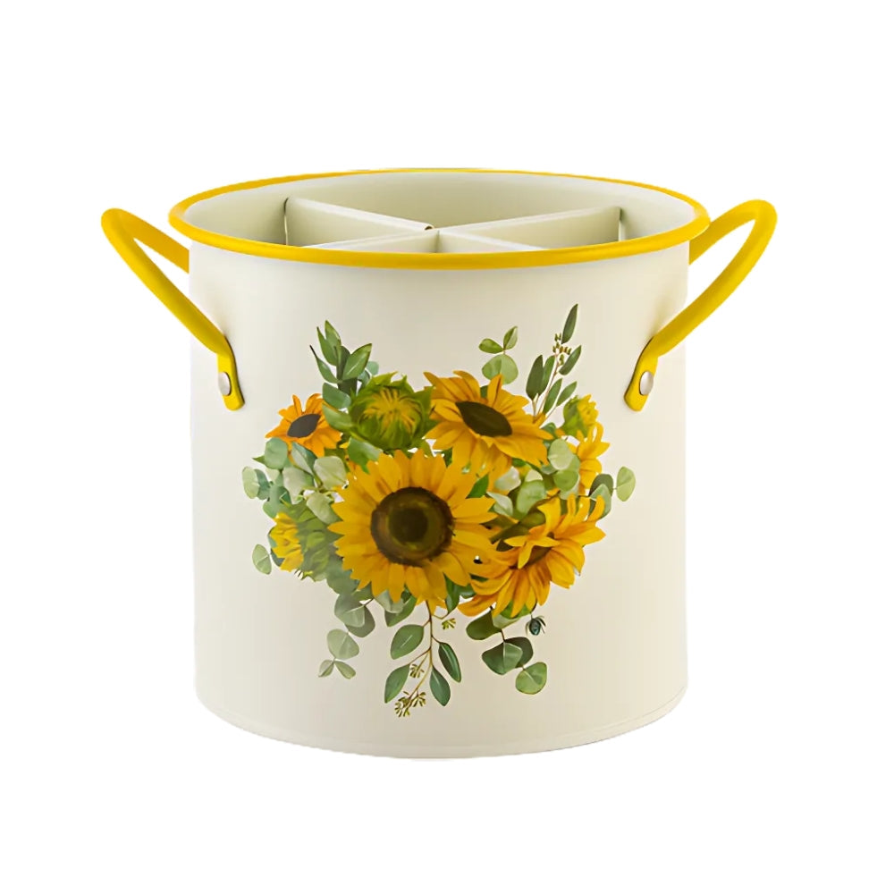 Charming Floral Utensil Storage Basket with Divider Lid | Durable Cast Iron for Organized Kitchen 8