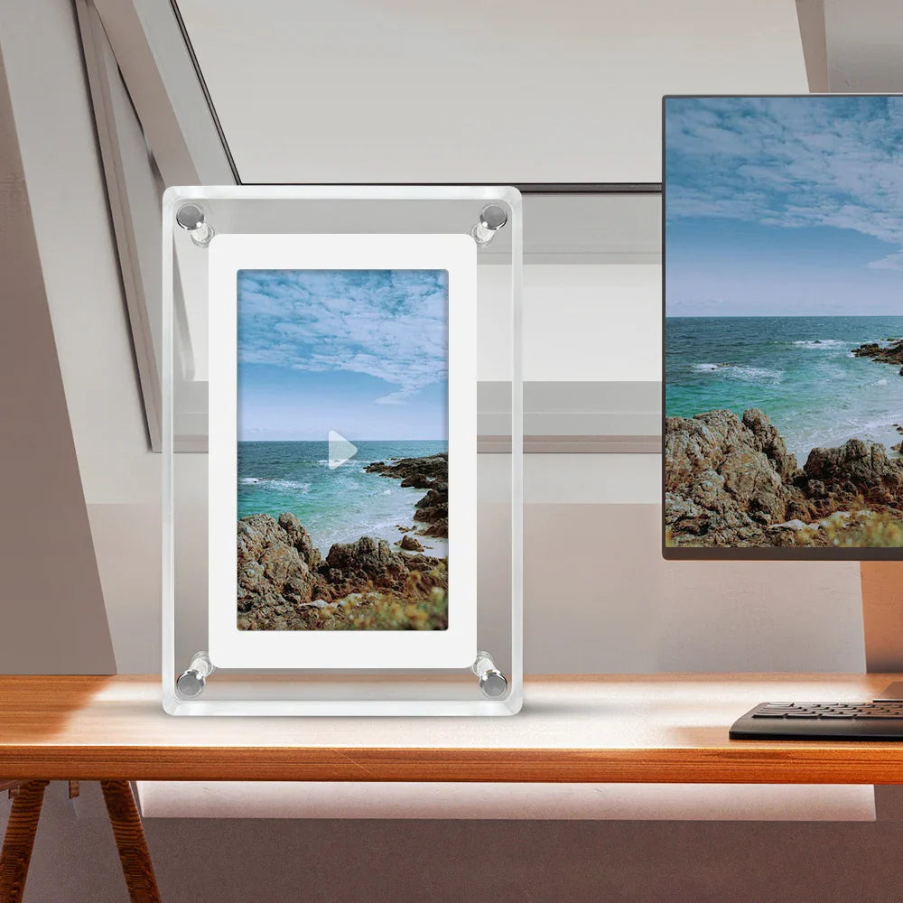 Chic Digital Picture Frame with High-Definition IPS Display | Elegant Acrylic Design for Capturing Cherished Memories 0