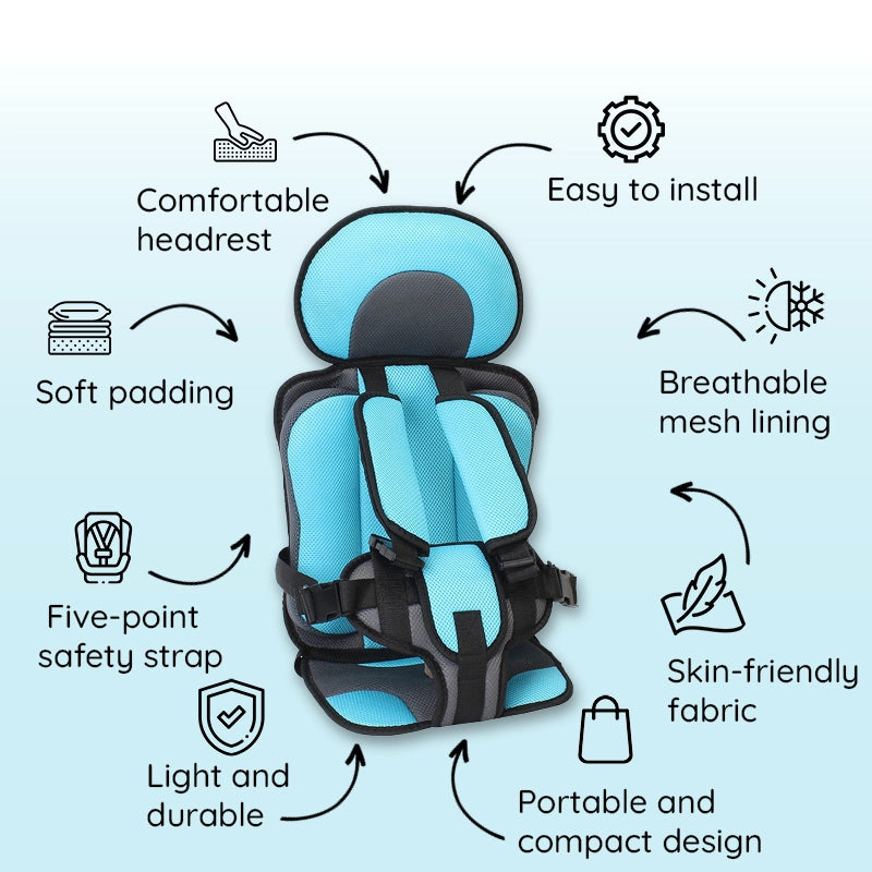 Tuzwa Kids Car Seat Booster Cushion – Lightweight Adjustable Height Travel Seat Pad with Soft Breathable Comfort for Children